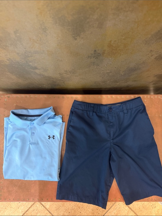 Under Armour Other - Like New Boys Under Armour Sky Blue Polo & Navy Performance Shorts